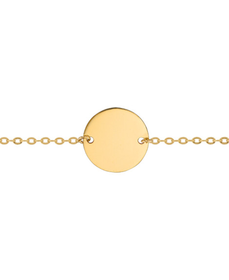 Bracelet chaîne bébé médaille or jaune 18K à graver