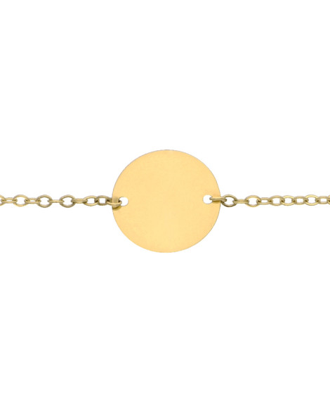 Bracelet chaîne enfant médaille or jaune 18K à graver