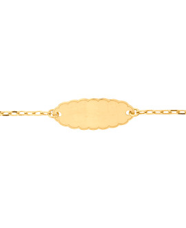 Gourmette bébé biscuit or jaune 18K à graver - Lucas Lucor