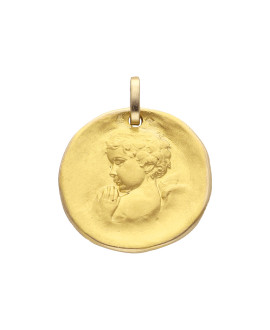 Médaille Ange estampée 22mm or jaune 18K - Lucas Lucor