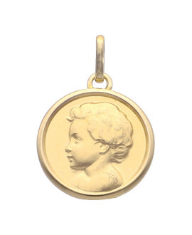 Médaille ange profil en relief or jaune 18K - Lucas Lucor