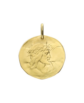 Médaille Christ profil 28 mm or jaune 18K - Lucas Lucor