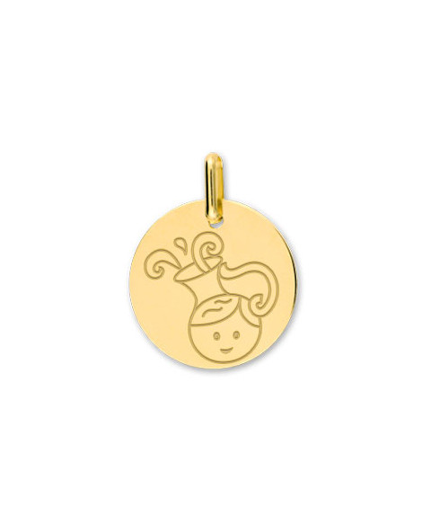 Médaille bébé verseau or jaune 18K - Lucas Lucor