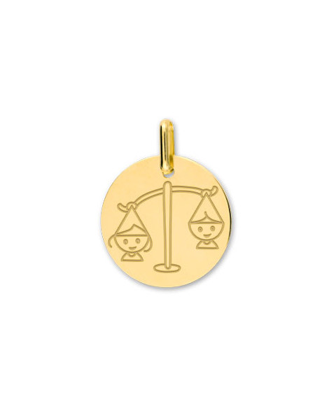 Médaille bébé signe Balance or jaune 18K - Lucas Lucor