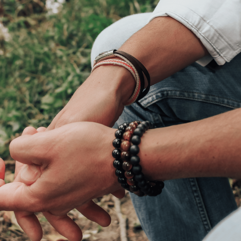 Lot de 3 Bracelets perle homme à personnaliser - bracelet tibétain homme