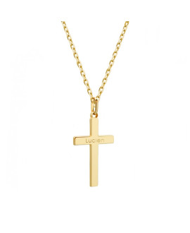 Collier croix chrétienne plaqué or à graver - Petits Trésors