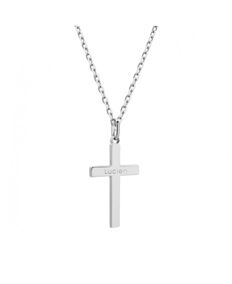 Collier croix chrétienne argent à graver - Petits Trésors