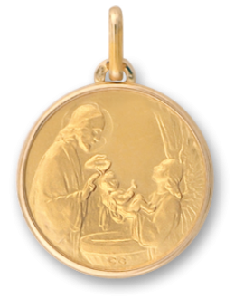 Médaille Le Baptême or jaune 18 carats - Lucas Lucor