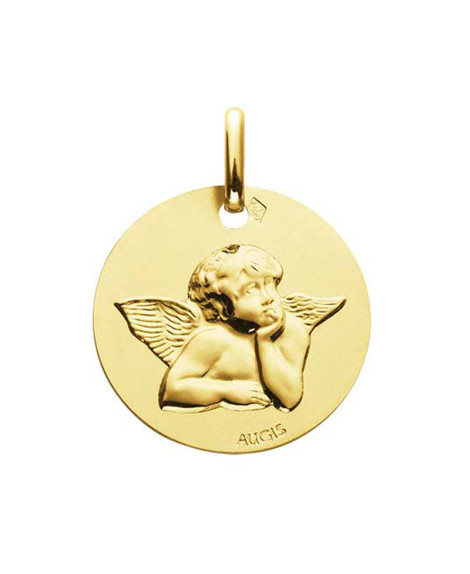 Augis : médaille ange Raphaël or jaune poli satiné 