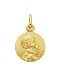 Augis : médaille bébé au doudou "Les Loupiots" or jaune
