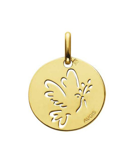 Augis : médaille colombe ajourée or jaune 18 carats