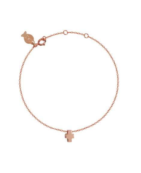 Bracelet chaîne croix plaqué or rose - Clio Blue