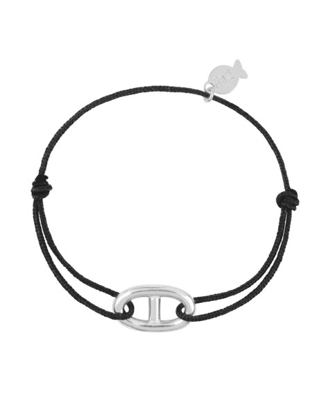 Bracelet cordon petite maille marine argent - Clio Blue