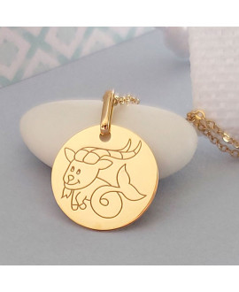 Pendentif Zodiac Gémeaux En Or 18 Carats (750/1000) - Occasion En Bon état, Pièce Unique !
