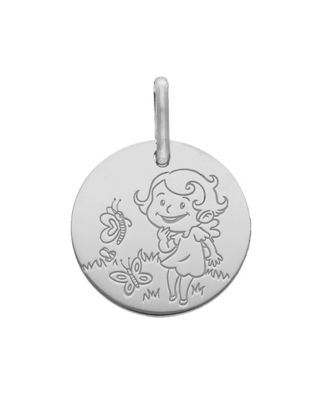 La Fée Galipette : médaille Maline Nature or blanc 18 carats