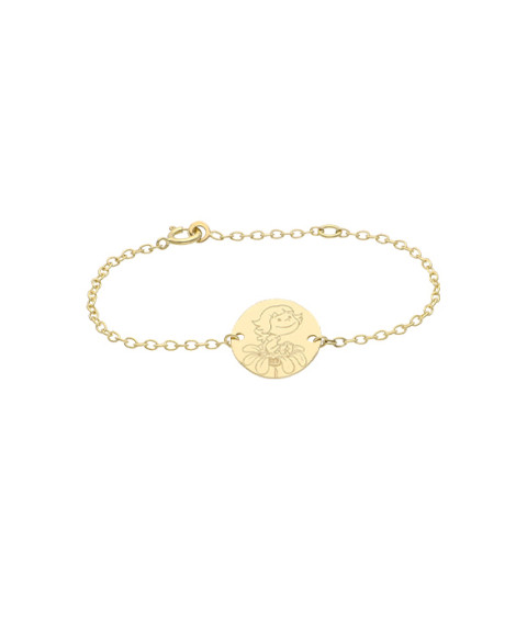 La Fée Galipette : bracelet chaîne médaille Précieuse or jaune 18 carats