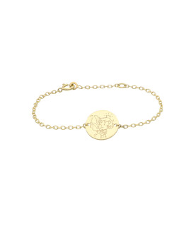 La Fée Galipette : bracelet chaîne médaille Curieuse or jaune 18 carats
