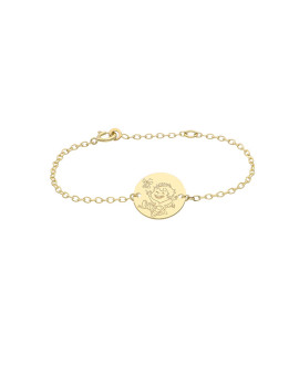 La Fée Galipette : bracelet chaîne médaille Blagueur or jaune 18 carats