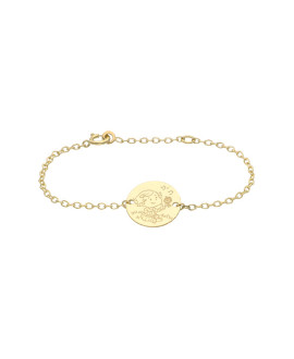 La Fée Galipette : bracelet chaîne médaille Caline or jaune 18 carats