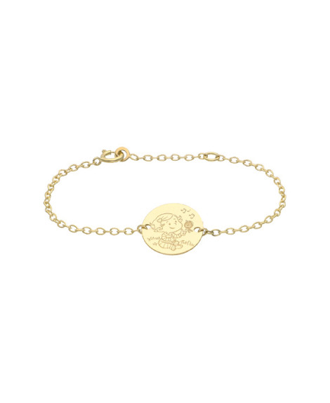 Bracelet personnalisé medaille et nacre (argent) - Jollia