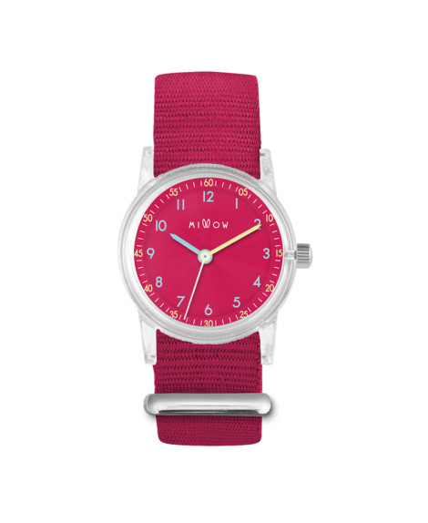 Montre enfant Millow Classique Rayé Rouge - fille garçon 6-10- 12 ans