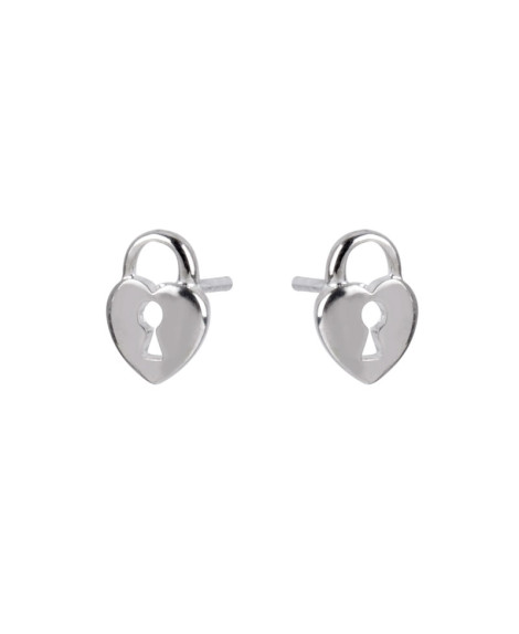 Boucles d'oreilles cadenas cœur argent - Clio Blue