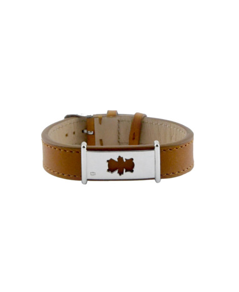 Bracelet cuir homme personnage ajouré argent - Loupidou