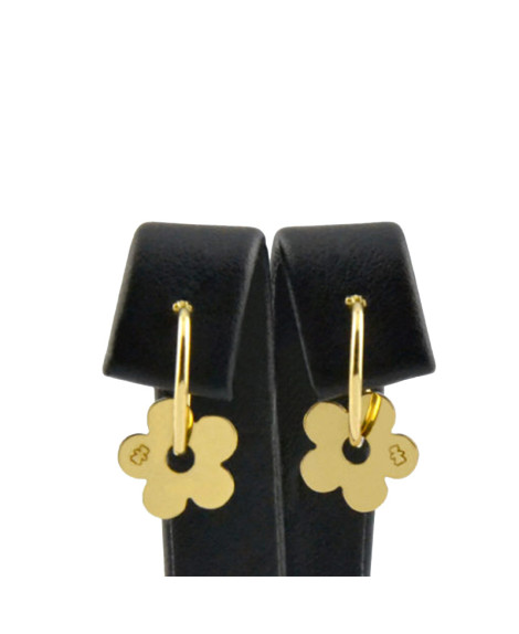 Loupidou : boucles d'oreilles mini créoles fleur (or jaune)