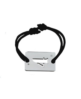 LOUPIDOU : BRACELET LUCKY NUMBER PLAQUE 23 MM (OR BLANC)