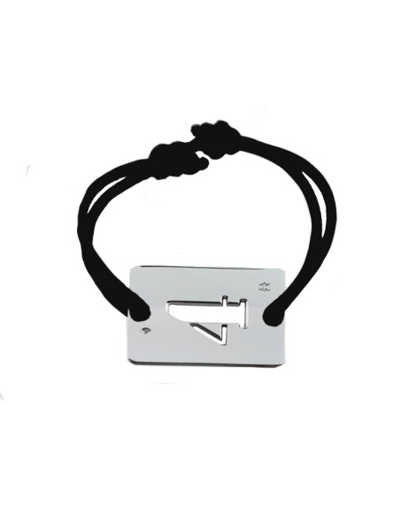 LOUPIDOU : BRACELET LUCKY NUMBER PLAQUE 23 MM (OR BLANC)