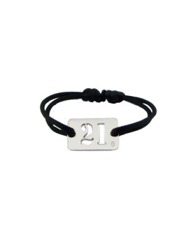 LOUPIDOU : BRACELET LUCKY NUMBER PLAQUE ARGENT 30 MM