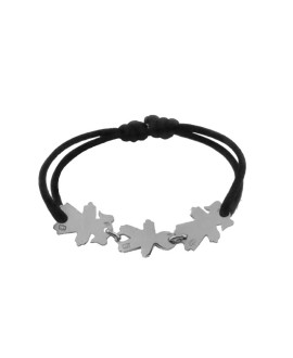Loupidou : bracelet cordon Maman avec 3 enfants (or blanc)