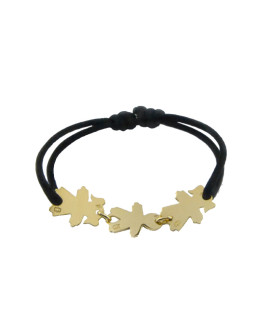 Loupidou : bracelet cordon Maman 3 enfants (or jaune)