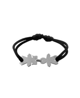 LOUPIDOU : BRACELET CORDON 2 PERSONNAGES (ARGENT)