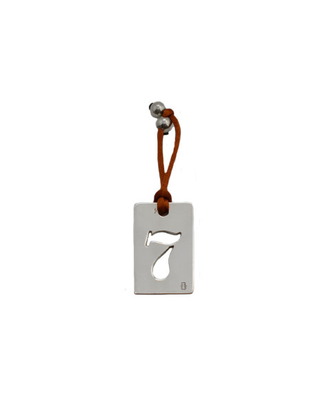 Porte-clés lucky number argent sur cordon - Loupidou