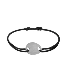 Les Empreintes : bracelet mini galet en argent sur cordon