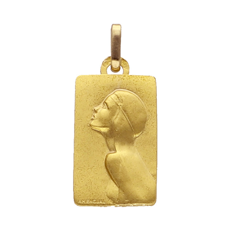 Pendentif médaille plaqué or gravée 19 mm personnalisé et breloque cœur