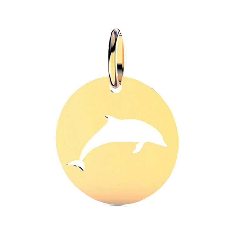 Pendentif Dauphin Or Jaune 333 8 Carats - Amulette Brillante 13mm Par NKlaus