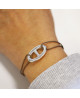 Bracelet cordon petite maille marine argent - Clio Blue