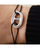 Bracelet cordon petite maille marine argent - Clio Blue