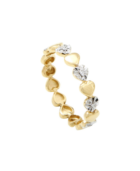 Bague Petits Cœurs et Diamants 18k
