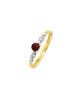 Bague Solitaire Rubis et Zirconiums 9k