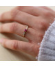 Bague Solitaire Rubis et Zirconiums 9k