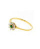 Bague Fleur Emeraude et Zirconiums 9k