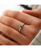 Bague Solitaire Saphir et Zirconiums 9k Blanc