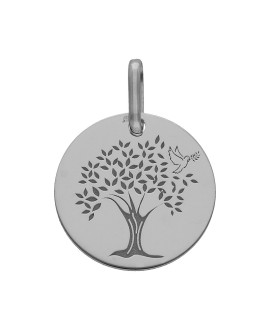 Médaille arbre de vie colombe or blanc 9K - Lucas Lucor