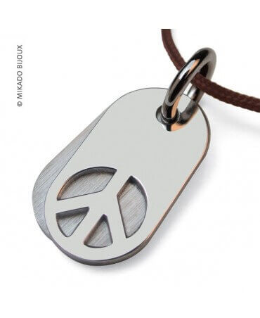 Mikado : pendentif Woodstock or blanc