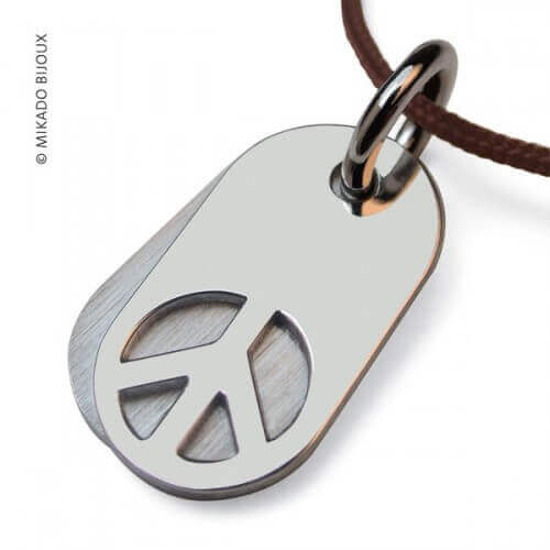 Mikado : pendentif Woodstock or blanc