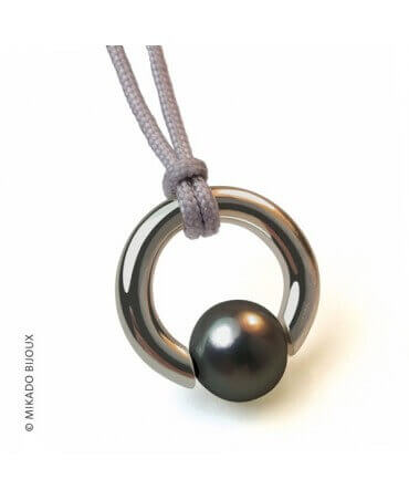 Mikado : pendentif Moana perle grise (argent)