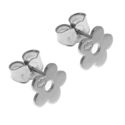 Loupidou : boucles d'oreilles fleur (or blanc)